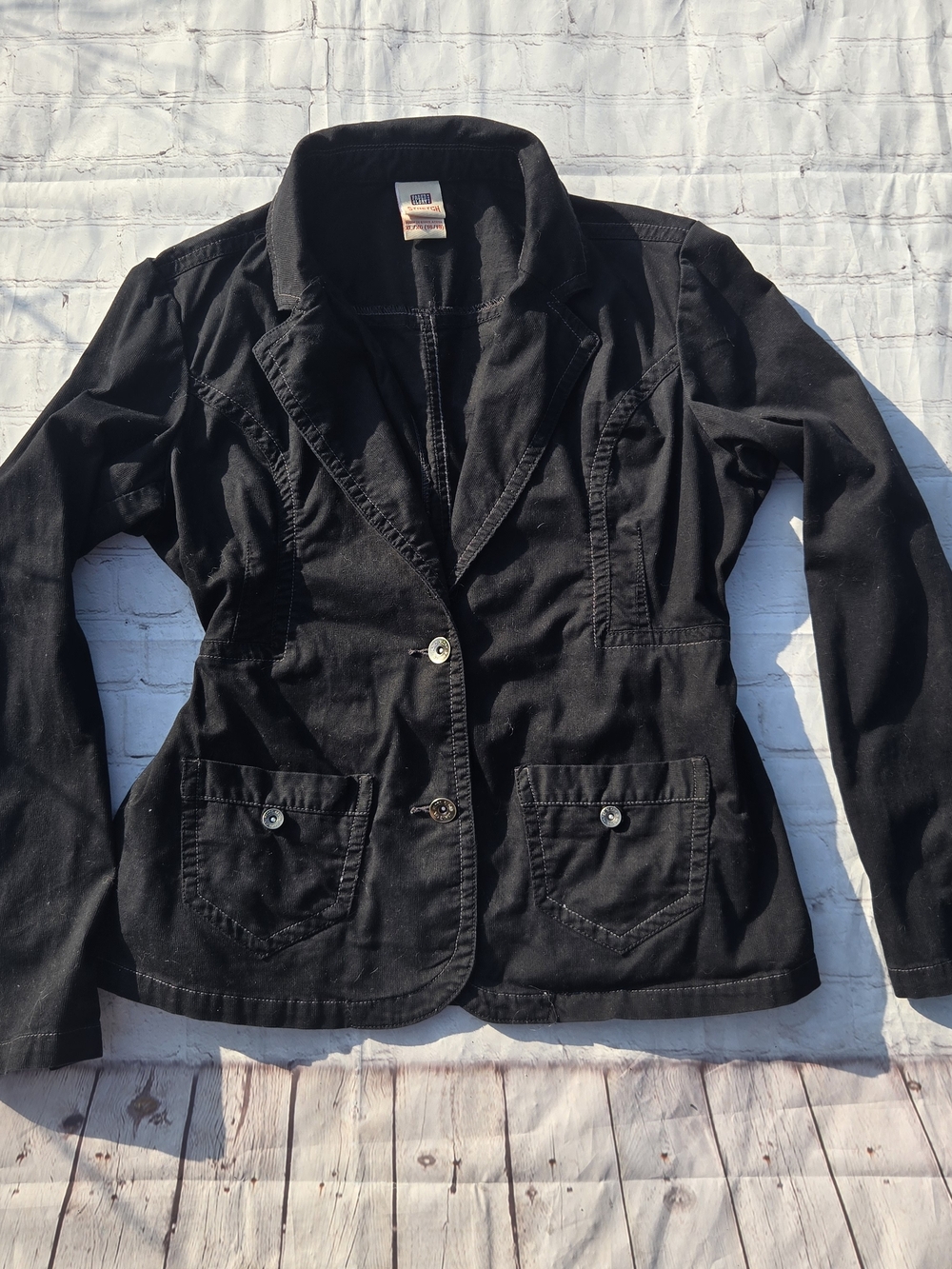 Y2k Faded Glory Black Denim blazer jacket Sz XL Jean Jacket 2000s